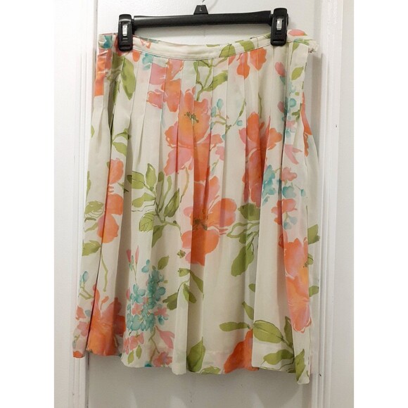 Work to Weekend Pleated Skirt Floral Pastel Multicolor Sz 12 Whimsy Feminine - Picture 1 of 11